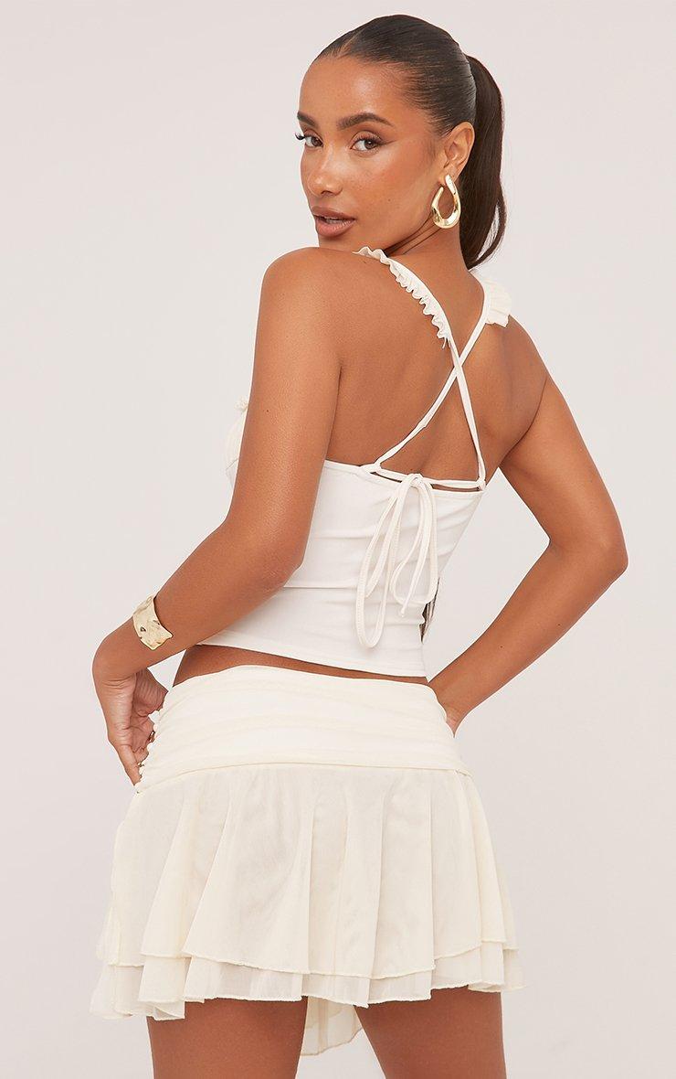 Frill Trim Corset Top And Flippy Hem Mini Skirt Co-Ord Set In