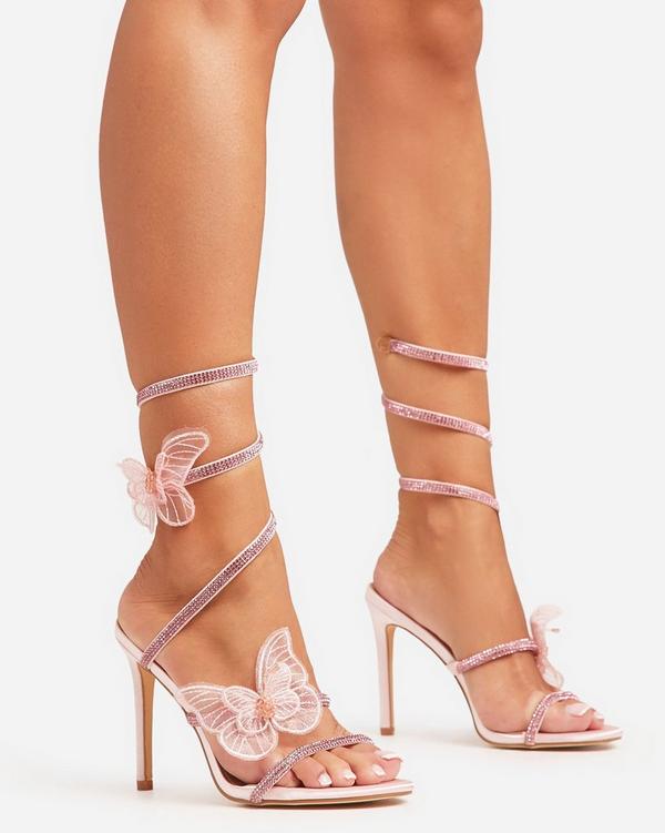 Pink wrap up heels hotsell