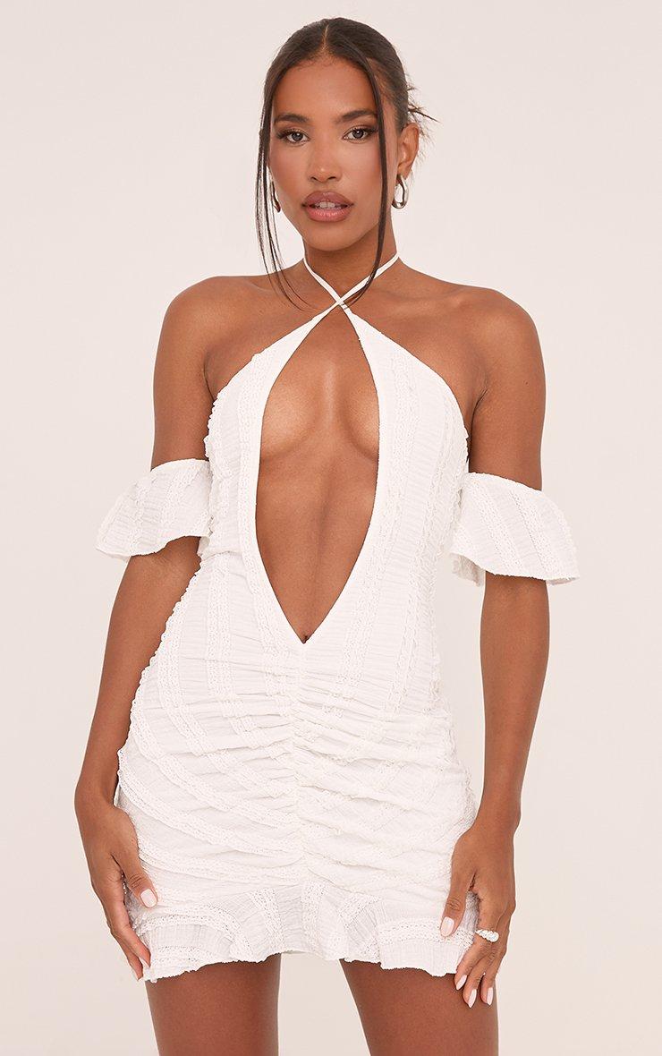 slim fit dress slacks Halter Cross Neck Cut Out Maxi Dress – IULOVER main image 0