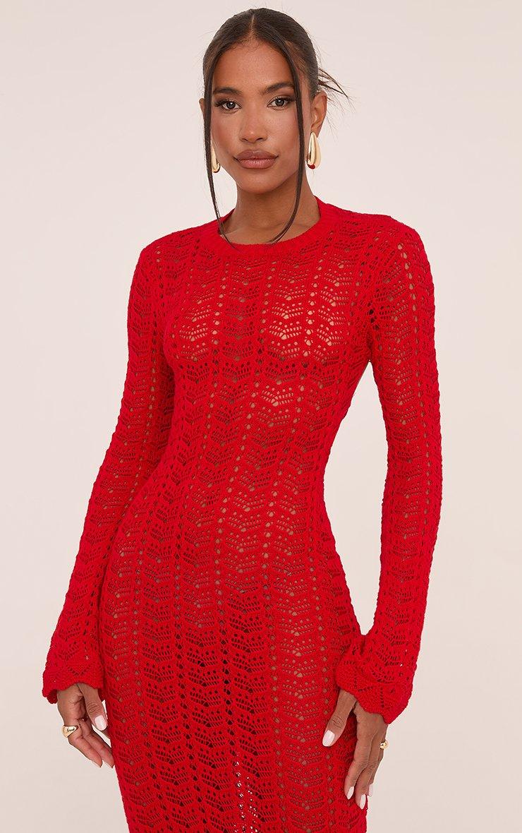 red knit dress self-portrait - Lurex Maxi fitted dress in a soft rib knit with a V Chiara Mini Dress in Sheer