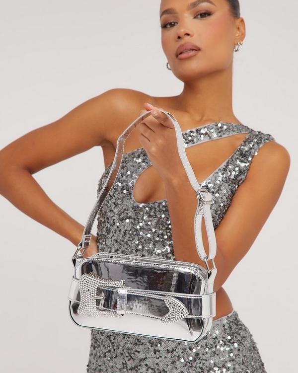 Silver discount patent bag