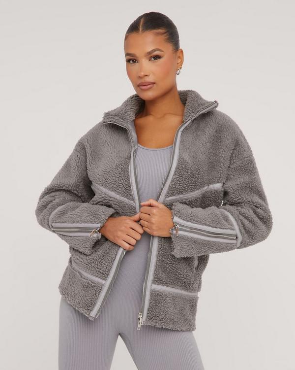 Grey store borg coat