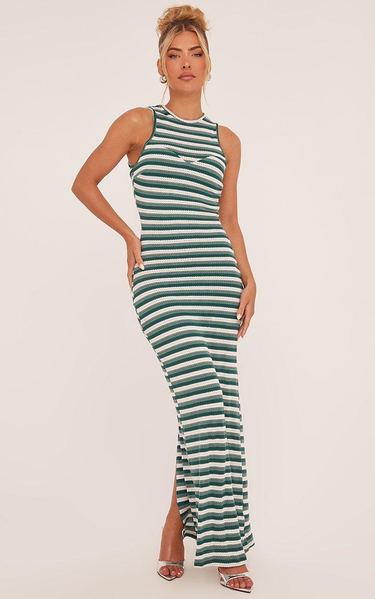Cupped Detail Maxi Racer Dress In Green Stripe | EGO US | EGO