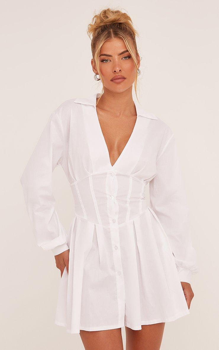white long sleeve shift dress Vintage Cotton Night Dress With Sleeves or layered under a skirt Long Sleeve Corseted Mini Shift