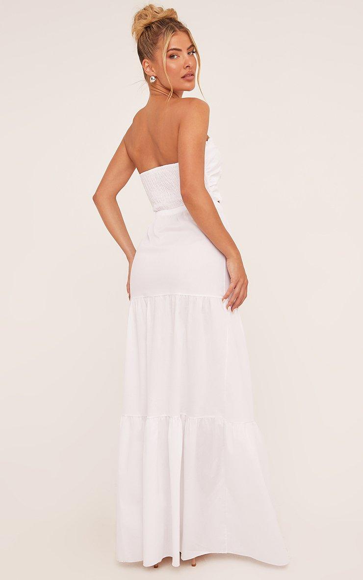 chinese dress ladies Strappy Tiered Poplin Maxi Dress Off White