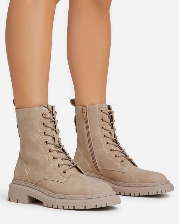 Lace up cheap heeled biker boots