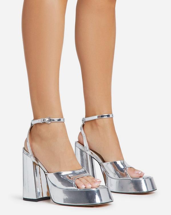 Silver closed toe platform on sale heels