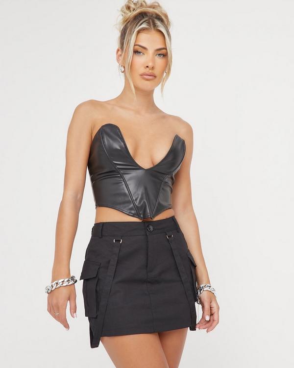 High waisted bustier mini cheap skirt