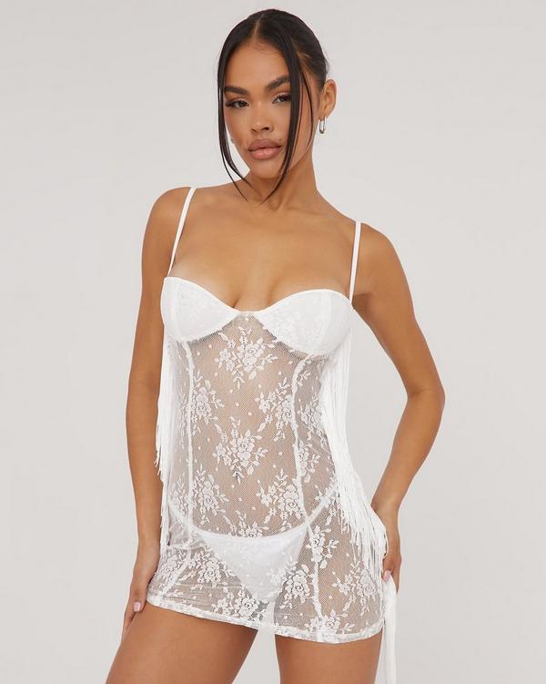 White Lace Cupped Bodysuit