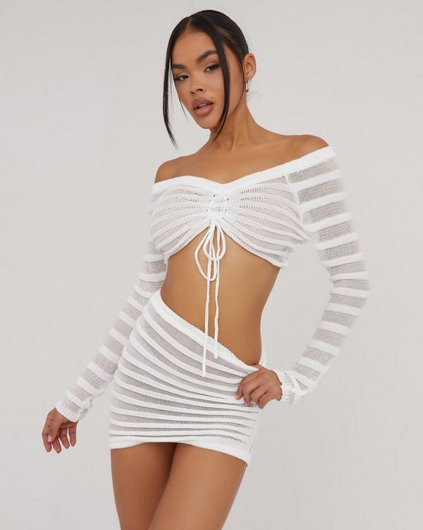 White bodycon deals co ord