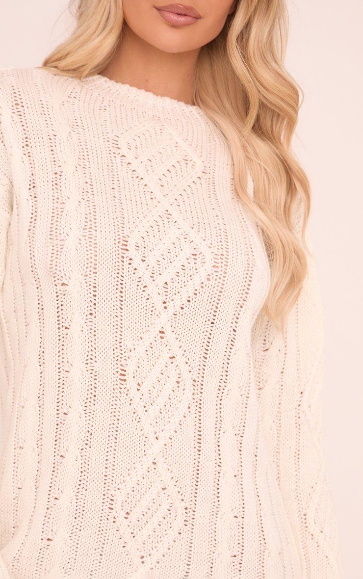 cream cable knit sweater dress Catalina Roll Neck comfortable room throughout midsection Long Sleeve Jumper Dress In