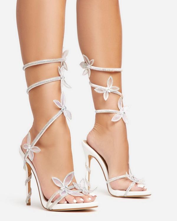 White wrap up on sale heels