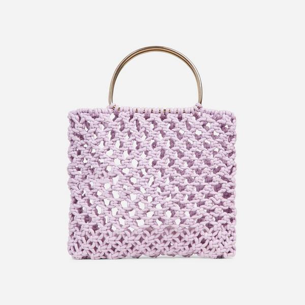 Braided Wicker Top Handle Grab Bag