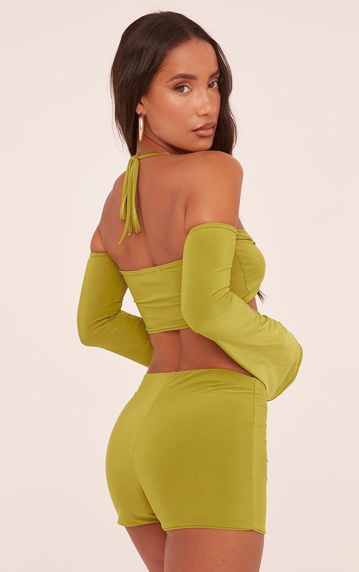 Mid Rise Micro Shorts In Green Slinky | EGO US | EGO