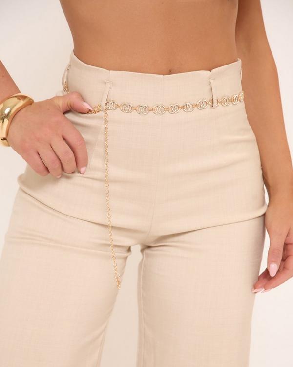 Diamante Logo Detail Chain Belt In Gold