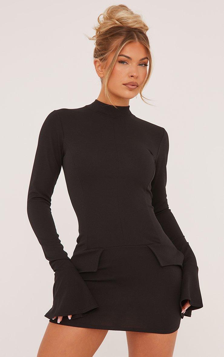 black mini long sleeve dress Laurel Bell Sleeve Dress main image 1