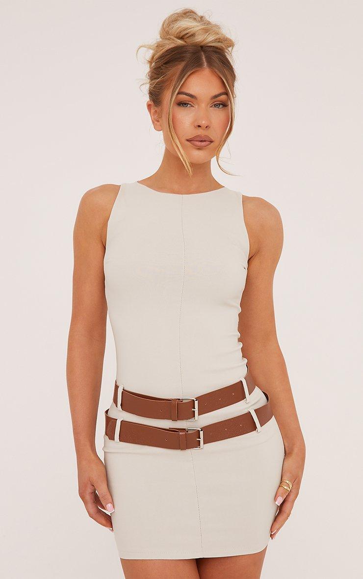 beige brown dress women NAADAM Signature Cashmere Ribbed V-Neck Tank in White, 1X