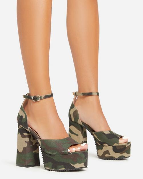 Peep Toe Platform Block Heels