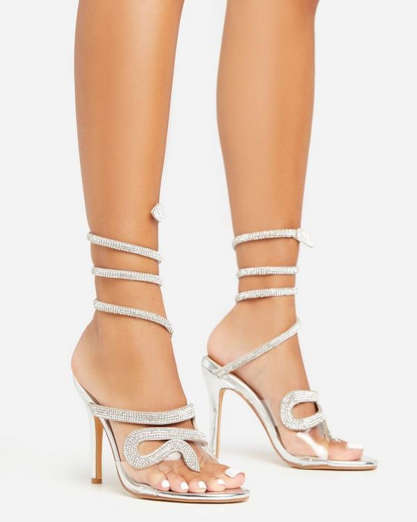 Clear wrap around discount heels