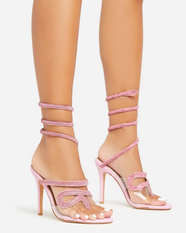 Strappy perspex high on sale heels