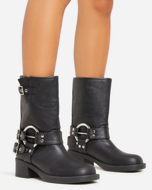 tucker studded strped lace-up biker boots