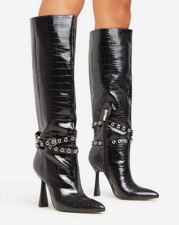 Faux leather knee high boots sale