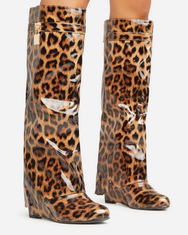 Long leopard print clearance boots