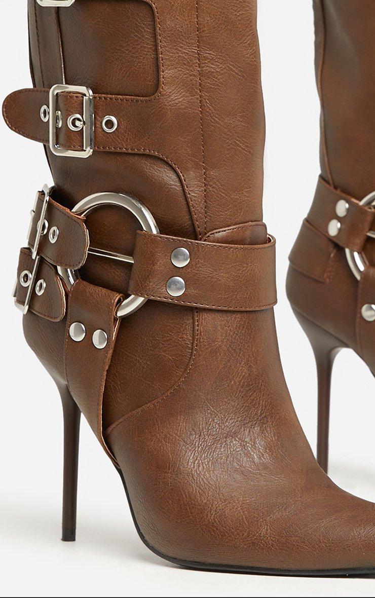 靴 y2k ring heal Buckle Boot crocoleather Y2K Spiral Real Leather Black Ruched Boots Pointed Toe