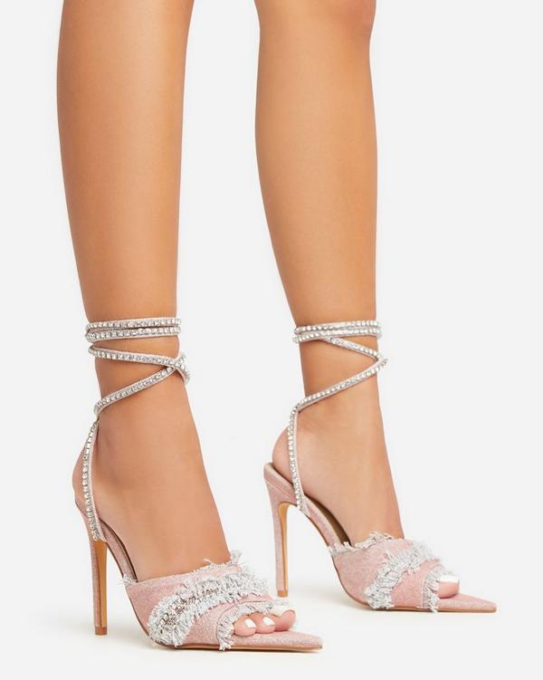 Denim open sale toe heels