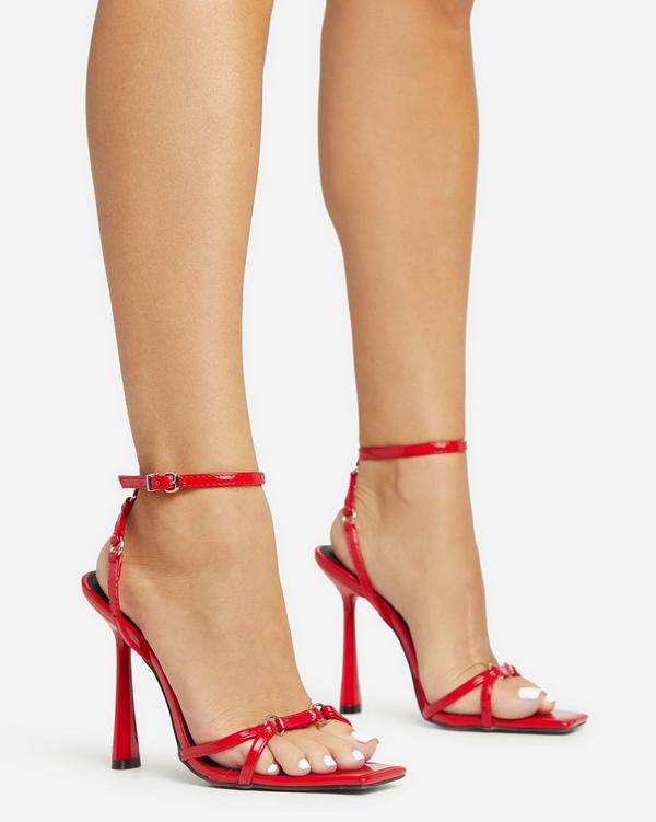 Red barely store there heels