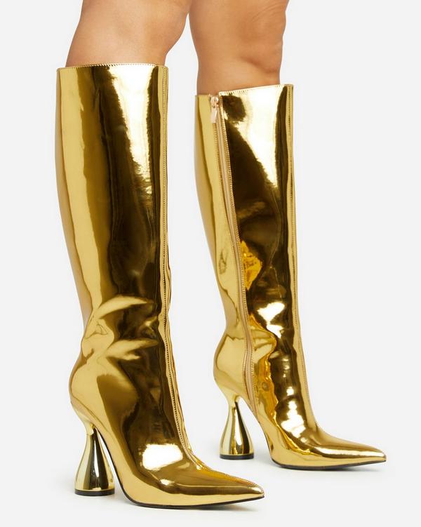 Gold long hot sale boots