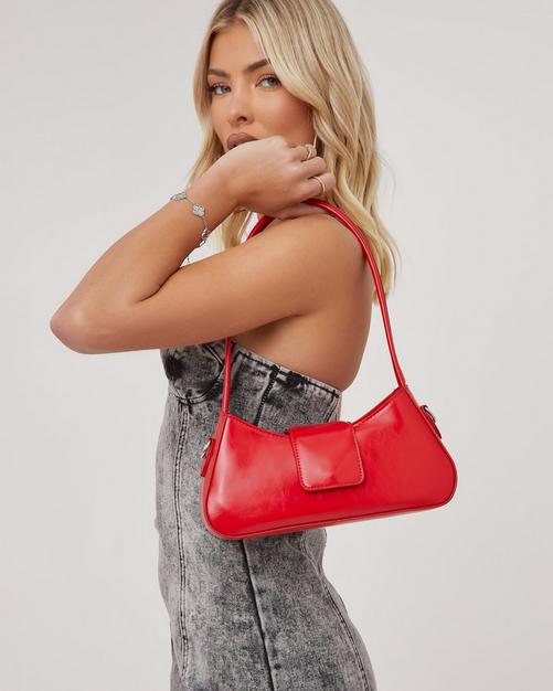 Red Metallic Croc Shoulder Bag, Accessories