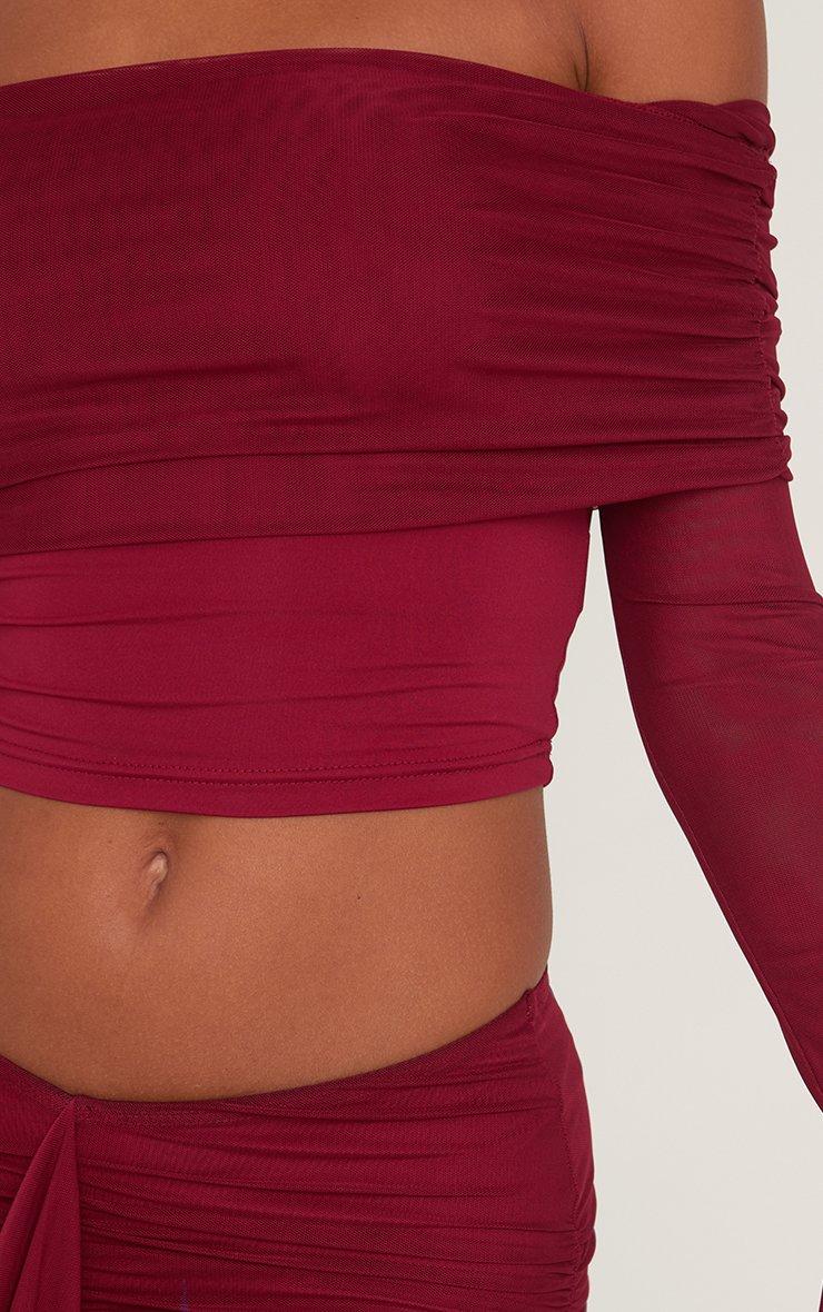 Long Flared Sleeve Fold Over Bardot Top And Dipped Waist Long Flared Sleeve Fold Over Bardot Top And Dipped Waist