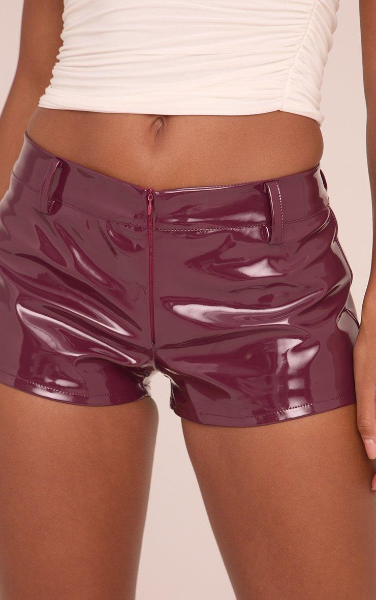Low Rise Shorts In High Shine Burgundy Vinyl | EGO Shoes Low Rise Shorts In High Shine Burgundy Vinyl | EGO Shoes
