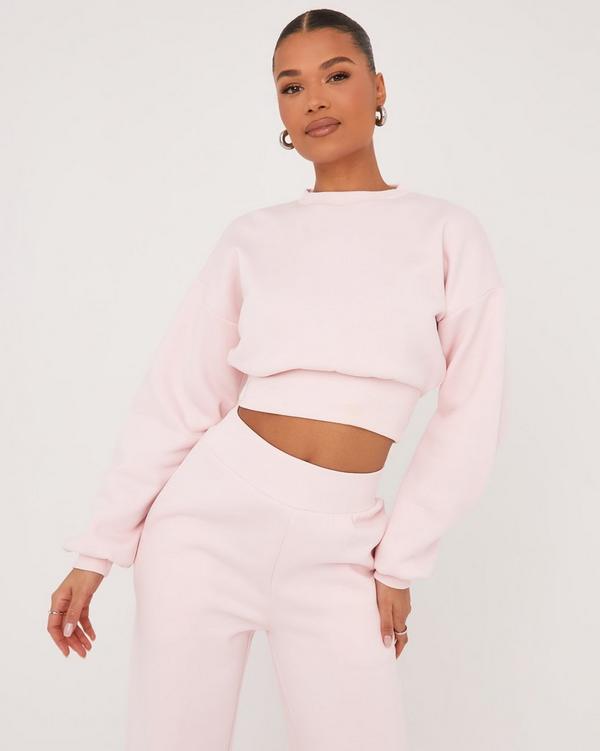 Baby pink cropped sweater best sale