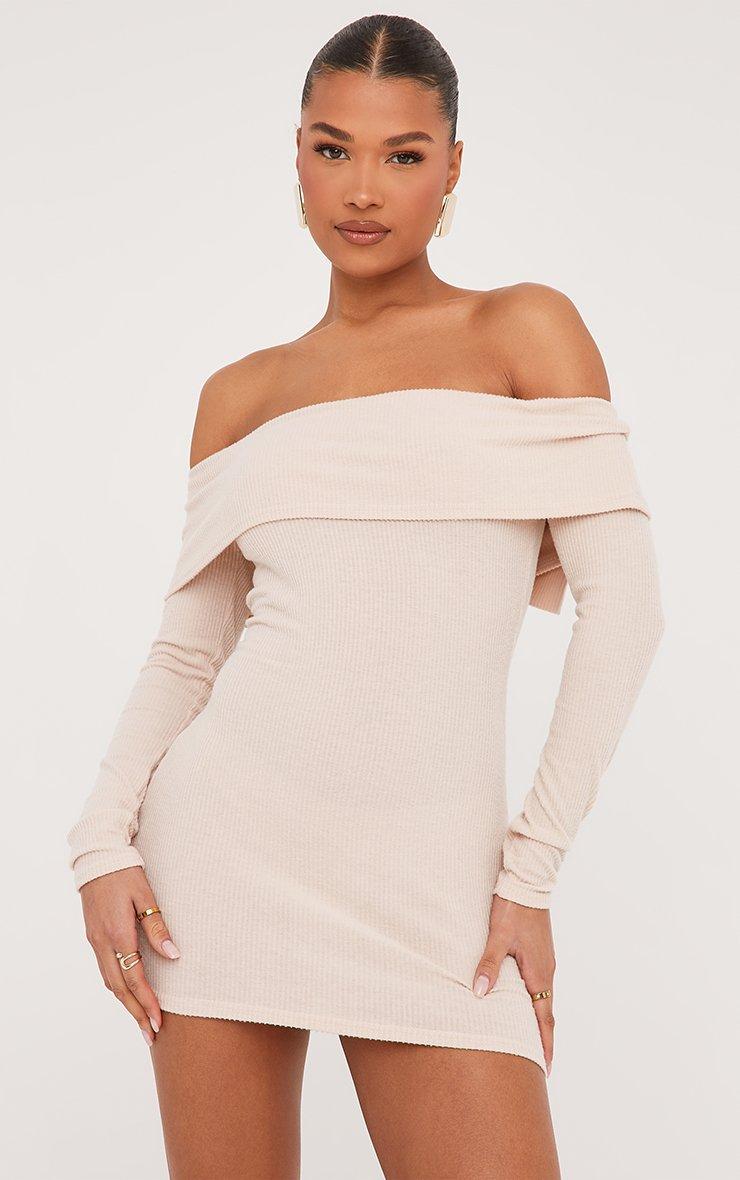 chinese dress ladies KAMILLA Soft satin long sleeve gown. Bardot neckline – Reflections Bridal  Studio main image 1
