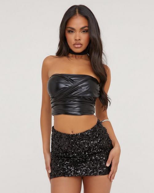 Always With a Twist Black Tie-Front Bodycon Mini Skirt