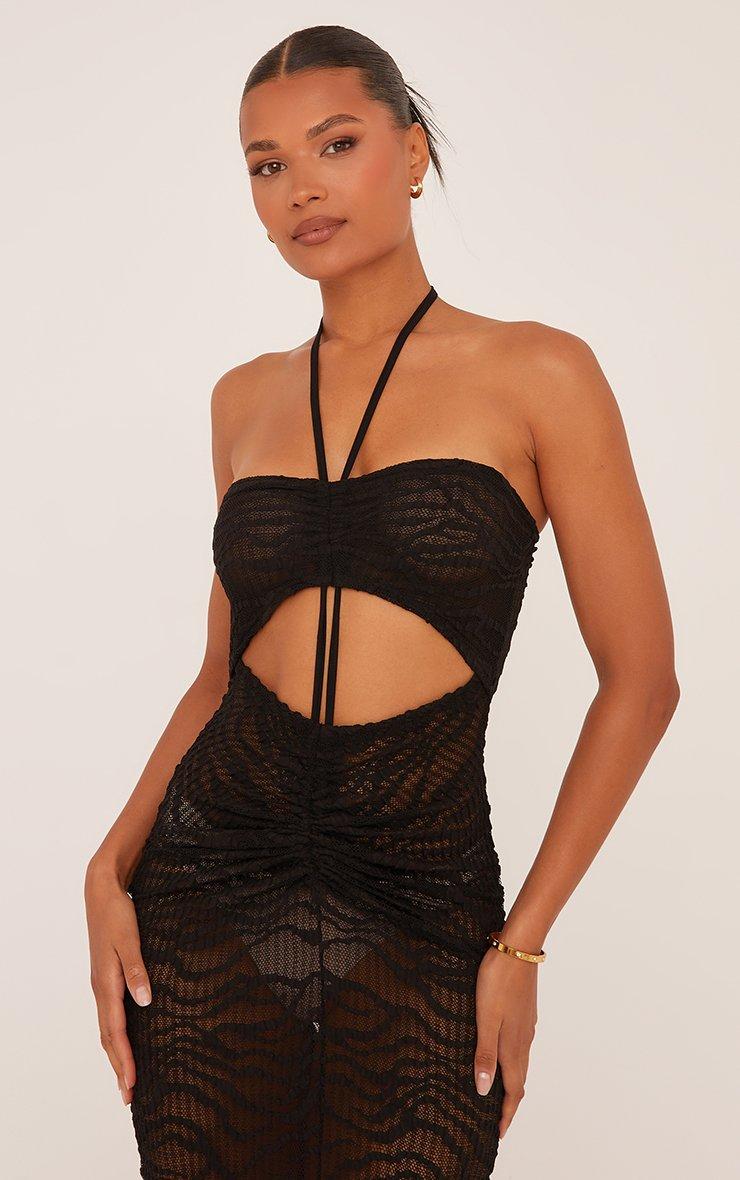 chinese dress ladies Caicos Cut-Out Halterneck Maxi Dress in Black