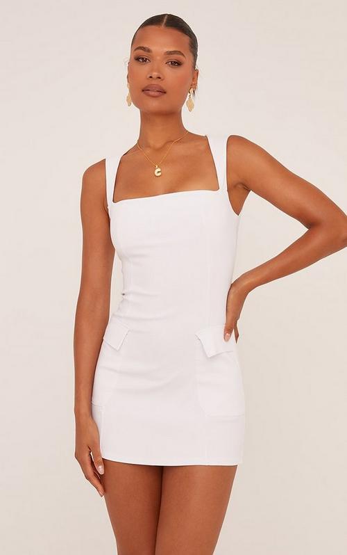 white mini dress bodycon Bardot Twist Strap Detail Open Back In Slinky | EGO US white mini dress flowy