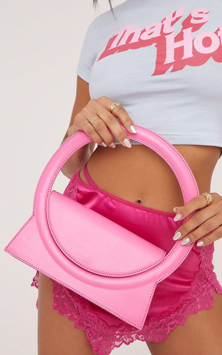 Eloise Round Handle Rectangular Shaped Grab Bag In Pink Faux Leather | EGO  EU | EGO