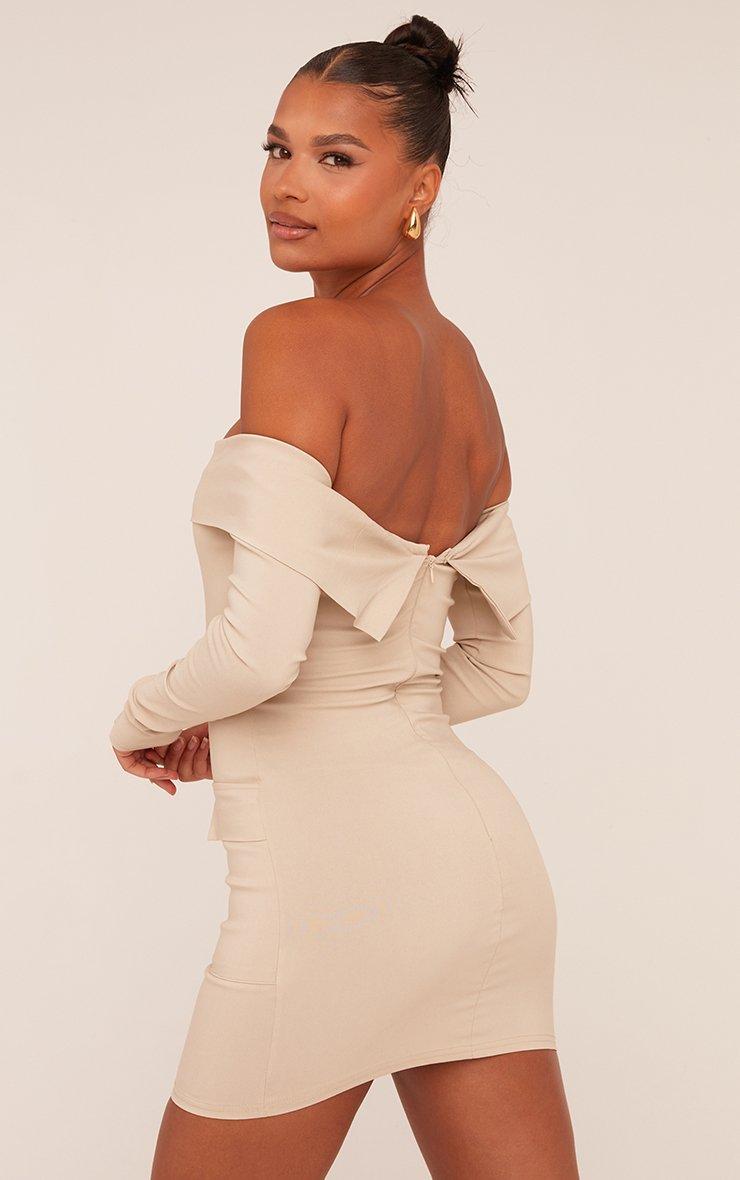 Bardot Tailored Mini Bodycon Dress In Stone Woven | EGO US | EGO