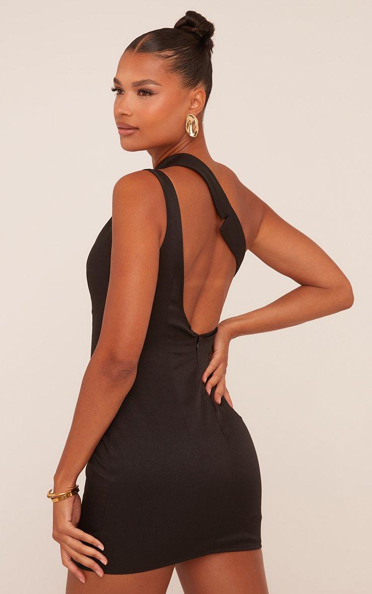white christmas dresses Black One Shoulder Cut Out Mini Dress Medium main image 0