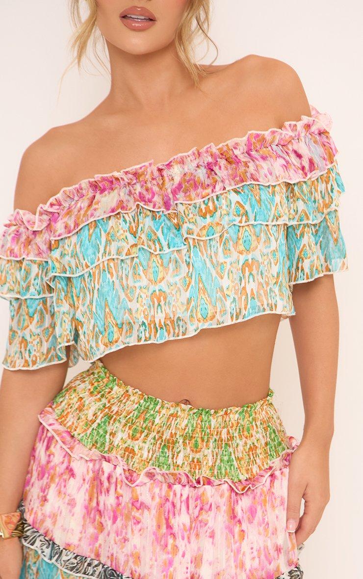 Bardot Ruffle Top And Maxi Skirt Co-Ord Set In Multi Paisley Print