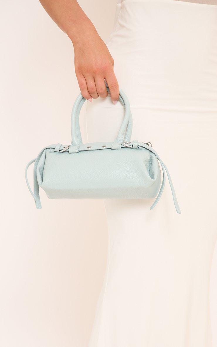 Redemption Buckle Detail Shaped Grab Bag In Blue Faux Leather