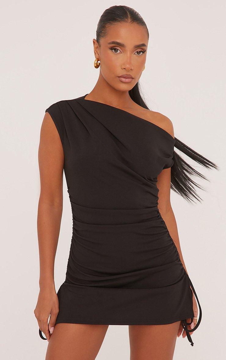 one shoulder mini dress black Women's Valarie Stretch Modal in by YFB shoulder neckline (right side strap) * Fabric Lulus | Black One-Shoulder Backless