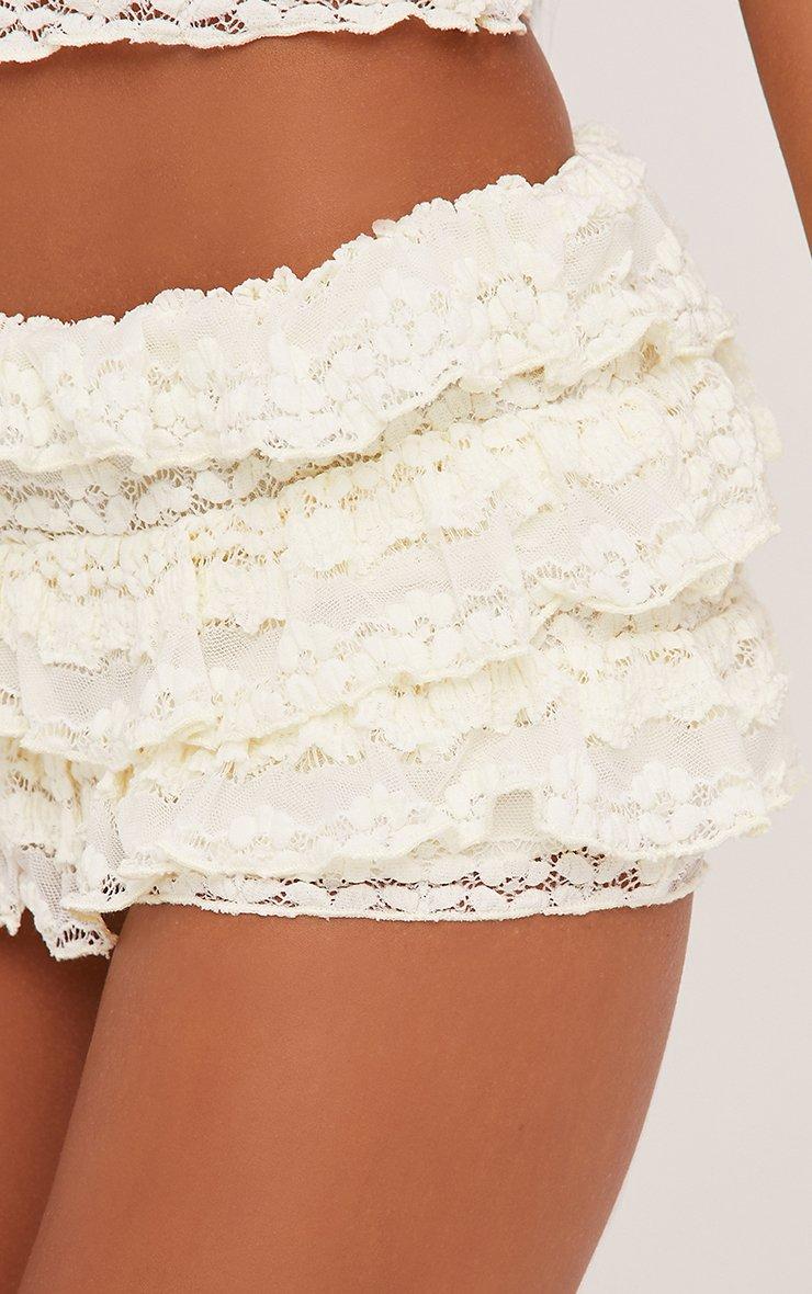 muguet ミュゲ frill knit short pants ivory frilled lace mini shorts - White | Monki WW