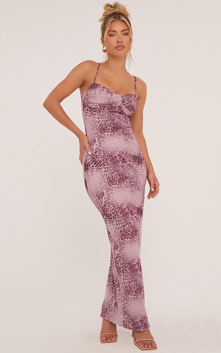 leopard print pink dress 6545-HOTPINK-BLACK Spaghetti Strap Mini Back Concealed Zipper Length Amarra 89405 | Backless Leopard-Print