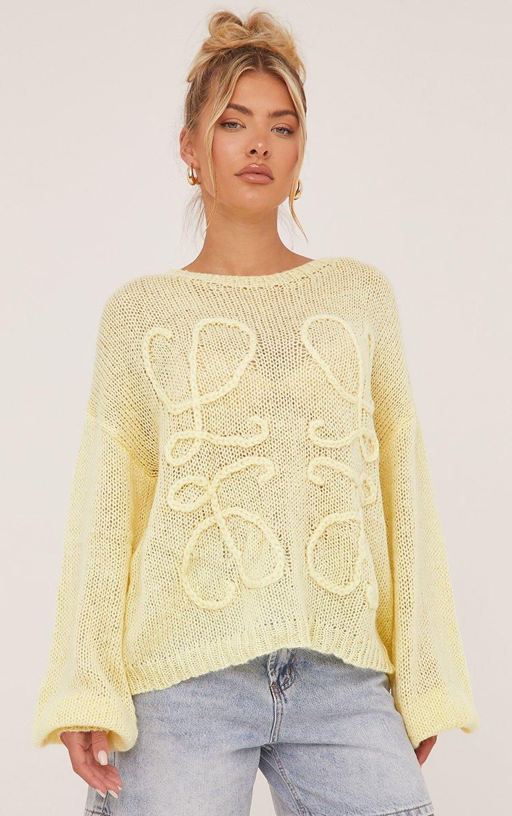 Long Sleeve Swirl Detail Jumper In Lemon Knit | EGO AE | EGO