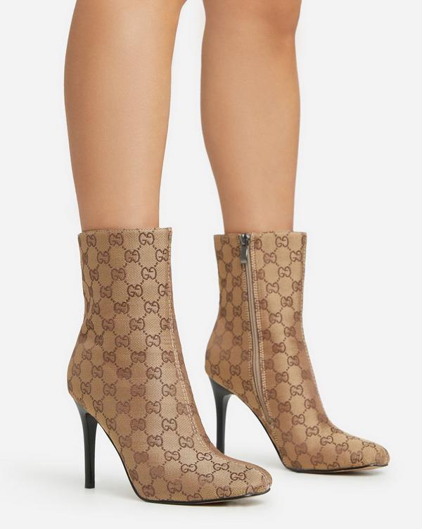 Fabric high hotsell heel ankle boots