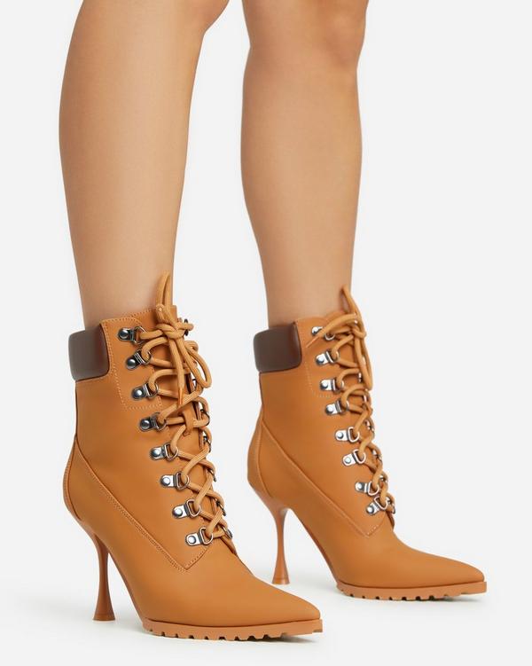 Pointed toe lace outlet up ankle boots